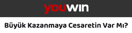 Büyük Kazanmaya Cesaretin Var Mı sloganıyla siyah zemin üzerinde sunulan Youwin görseli